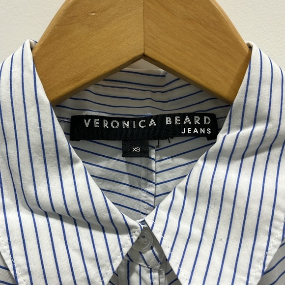 Veronica Beard “Verani” White & Blue Puff Sleeve Collared Button Down Shirt XS - Picture 6 of 8
